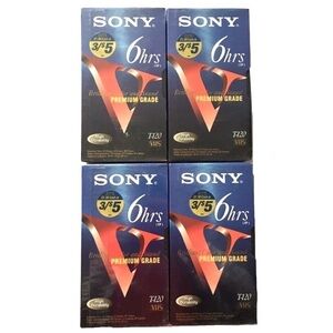 SONY Blank VHS Tapes T-120VF 6 Hr Premium Grade Factory Sealed Set of 4